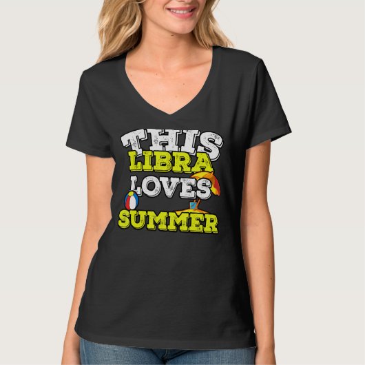 Horoscope Zodiac Sign Libra Loves Summer T-shirt (Voorkant)