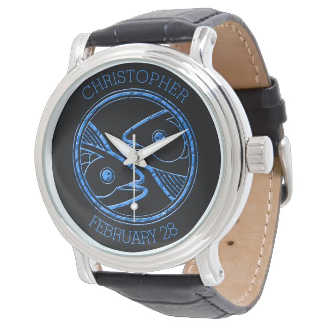 Horoscope Zodiac Sign Pisces Horloge (Gekanteld)