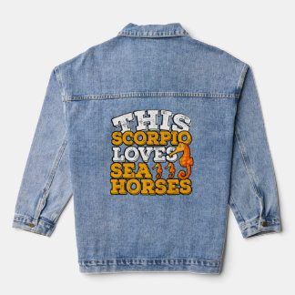 Horoscope Zodiac Sign Scorpio houdt van Zee paarde Denim Jacket