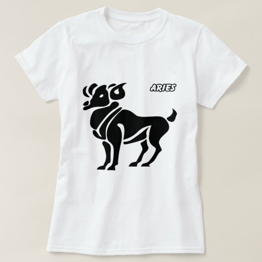 HOROSCOPEN VAN ARIES ZWARTE EN WITTE PRODUCTEN T-SHIRT (Design voorkant)
