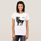 HOROSCOPEN VAN ARIES ZWARTE EN WITTE PRODUCTEN T-SHIRT (Voorkant volledig)