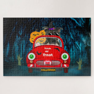 Horrendog Bestuurt Auto Griezige Halloween Legpuzzel