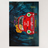 Horrendog Bestuurt Auto Griezige Halloween Legpuzzel (Verticaal)
