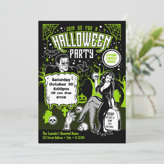 Horror Adult Halloween Kostuumfeest Kaart (Staand voorkant)