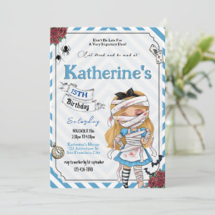 Horror Alice in wonderland Verjaardagsuitnodiging Kaart