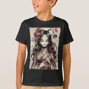 Horror Anime Girl Manga Japans Creepy Ha T-shirt