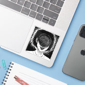 Horror anime girl  sticker (Laptop met iPhone)