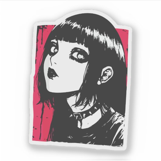 Horror anime girl  sticker (Voorkant)