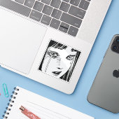 Horror anime girl sticker (Laptop met iPhone)