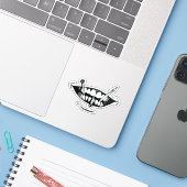 Horror anime kunst sticker (Laptop met iPhone)