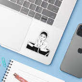 Horror anime kunst sticker (Laptop met iPhone)