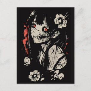 Horror anime meisje briefkaart