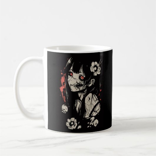 Horror anime meisje koffiemok (Links)