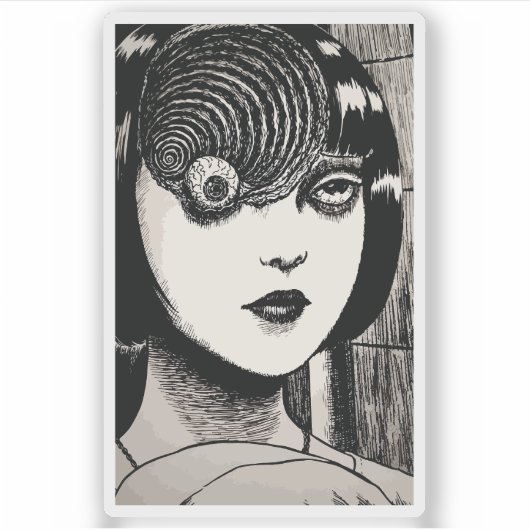 Horror anime meisje sticker (Voorkant)