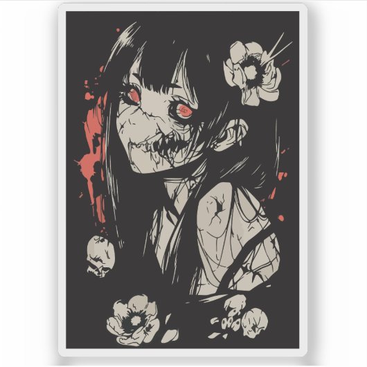 Horror anime meisje  sticker (Voorkant)