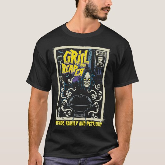 Horror Art Bbq Grill Chef Psychobilly Punk bagel t T-shirt (Voorkant)