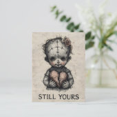Horror Art of Stitched Doll with Broken Heart Briefkaart (Staand voorkant)