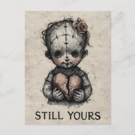 Horror Art of Stitched Doll with Broken Heart Briefkaart