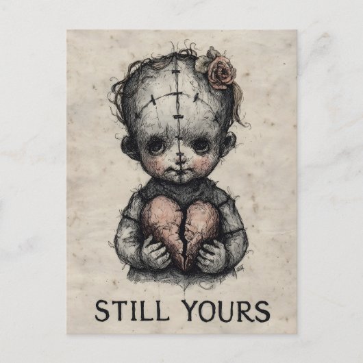 Horror Art of Stitched Doll with Broken Heart Briefkaart (Voorkant)