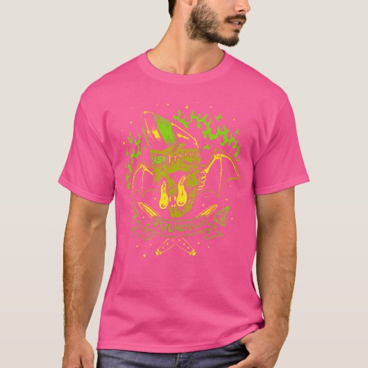 Horror Art - Pompadour Zombie Bat Monster - Psycho T-shirt (Voorkant)