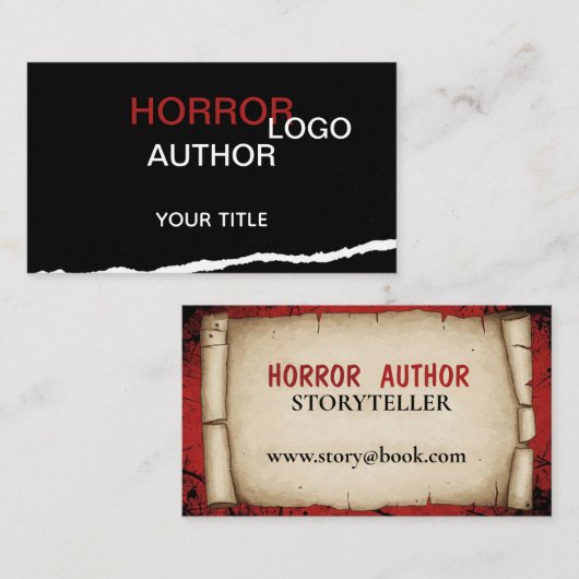 Horror Auteur Visitekaartje (Voorkant / Achterkant)