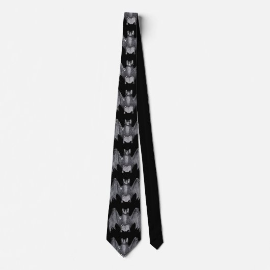Horror Bat  Art bedrukt Silky Black Necktie Stropdas (Voorkant)