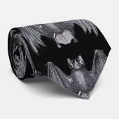 Horror Bat  Art bedrukt Silky Black Necktie Stropdas (Opgerold)