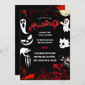 Horror Bloed & Vleermuizen Halloween Feestje  Kaart (Voorkant / Achterkant)