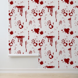 Horror Bloedige Handprints Bloedspatten Halloween Behang