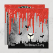 Horror Blood & Bats Halloween Party Kaart (Voorkant / Achterkant)