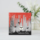 Horror Blood & Bats Halloween Party Kaart (Staand voorkant)