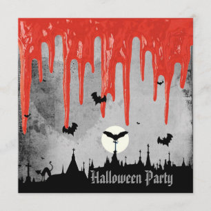 Horror Blood & Bats Halloween Party Kaart
