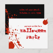 Horror Blood Spletters Witte Halloween Uitnodiging (Voorkant / Achterkant)