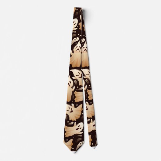 Horror Boo Ghost Halloween Patroon Stropdas (Voorkant)