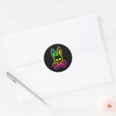Horror Bunny Rabbit Face Tie Dye Happy Eas Ronde Sticker (Envelop)