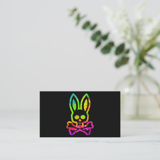 Horror Bunny Rabbit Face Tie Dye Happy Eas Visitekaartje (Staand voorkant)