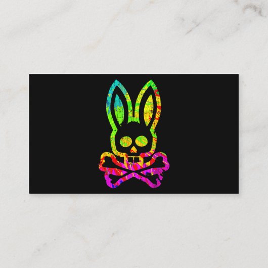  Horror Bunny Rabbit Face Tie Dye Happy Eas Visitekaartje (Achterkant)