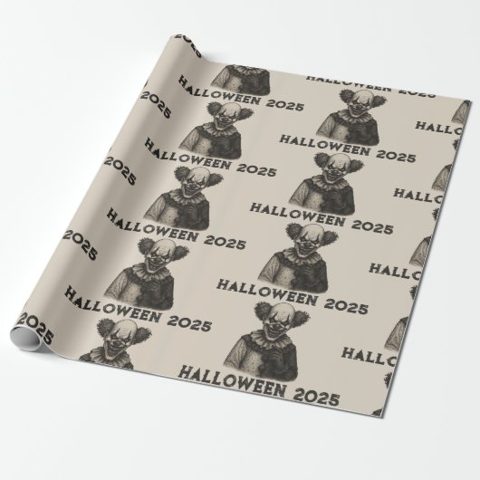 Horror Carnaval Gift Wrap voor Halloween Cadeaupapier (Uitgerold)
