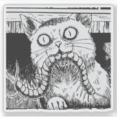 Horror cat anime art sticker (Voorkant)
