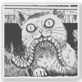 Horror cat anime art sticker