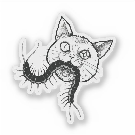 Horror cat anime art sticker (Voorkant)