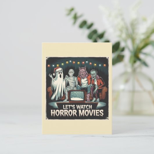 Horror Christmas Ghost Mummy Weerwolf Zombie Briefkaart (Staand voorkant)