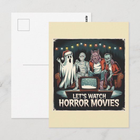 Horror Christmas Ghost Mummy Weerwolf Zombie Briefkaart (Voorkant / Achterkant)