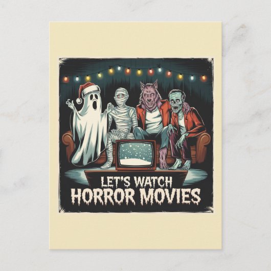 Horror Christmas Ghost Mummy Weerwolf Zombie Briefkaart (Voorkant)