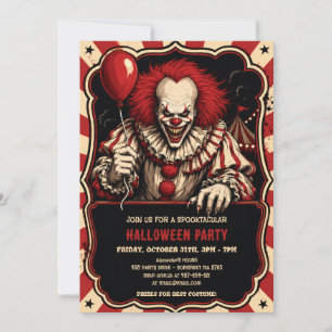 Horror Clown Halloween Circus Feest Uitnodiging