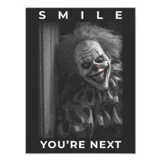 Horror clown smiling creepy foto afdruk