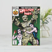 Horror Comic Style Halloween Party Kaart (Staand voorkant)
