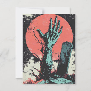Horror Comic Zombie Graveyard Briefkaart