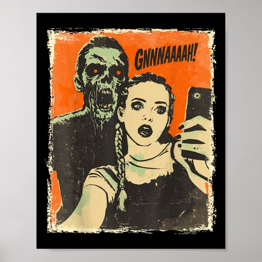 Horror Comic Zombie Selfie Creepy Schattige Hal Poster (Voorkant)