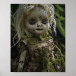 Horror Creepy Doll in het bos Poster